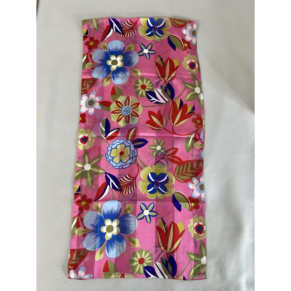 Women's Scarf Pink Floral Rectangle 58"x14"